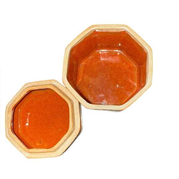 Takamasu Japan Hand Decorated Ceramic Trinket Box – Octagon Orange & Blue Floral - Picture 2 of 5